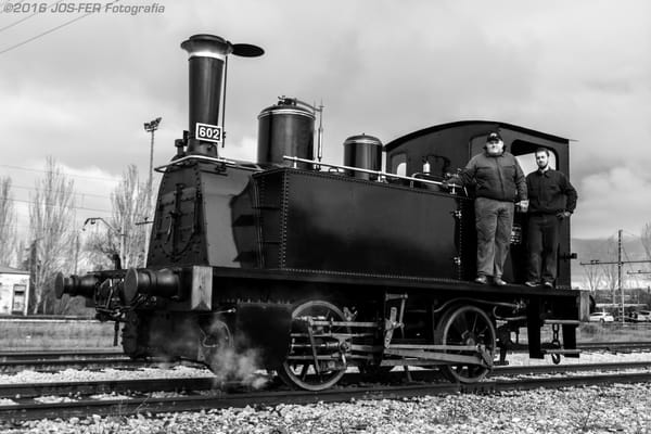 The classic railway couple and a small large machine